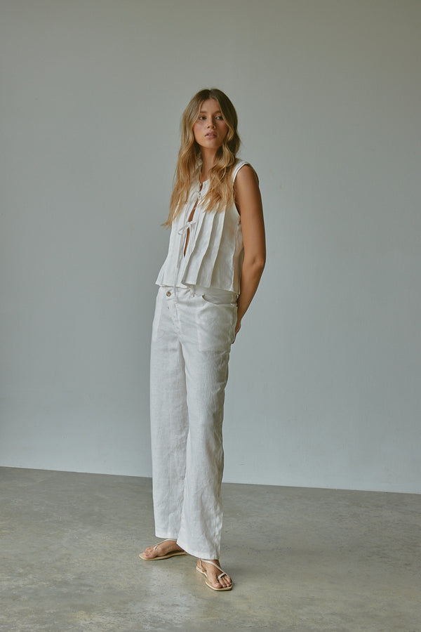 LULA IVORY LINEN TOP