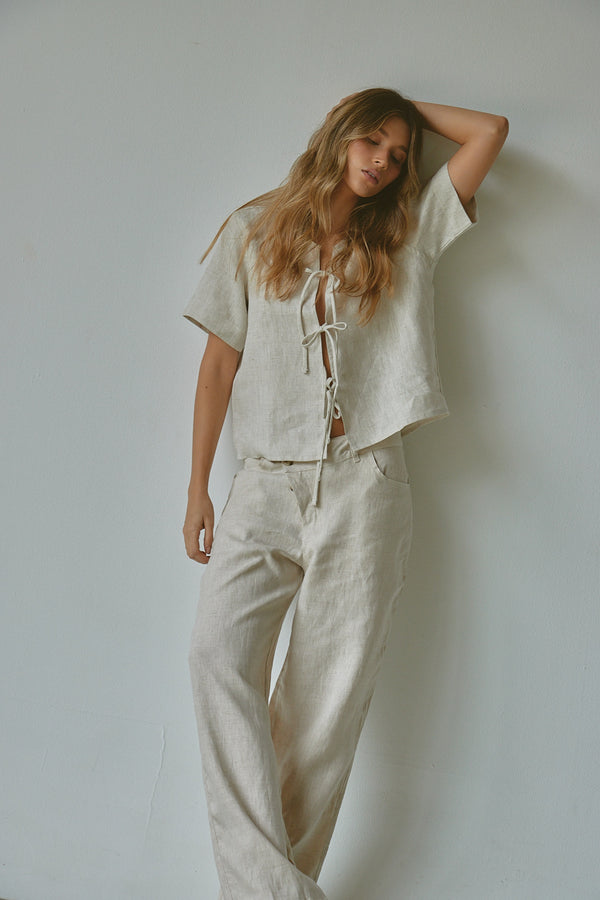 CROSS NATURAL LINEN PANT