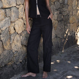 BLACK CARGO TROUSERS